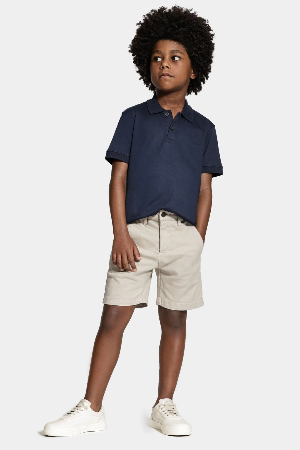 Bermuda Chino Color Sarjada Infantil Areia