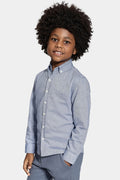 Camisa Infantil Manga Longa Oxford Azul