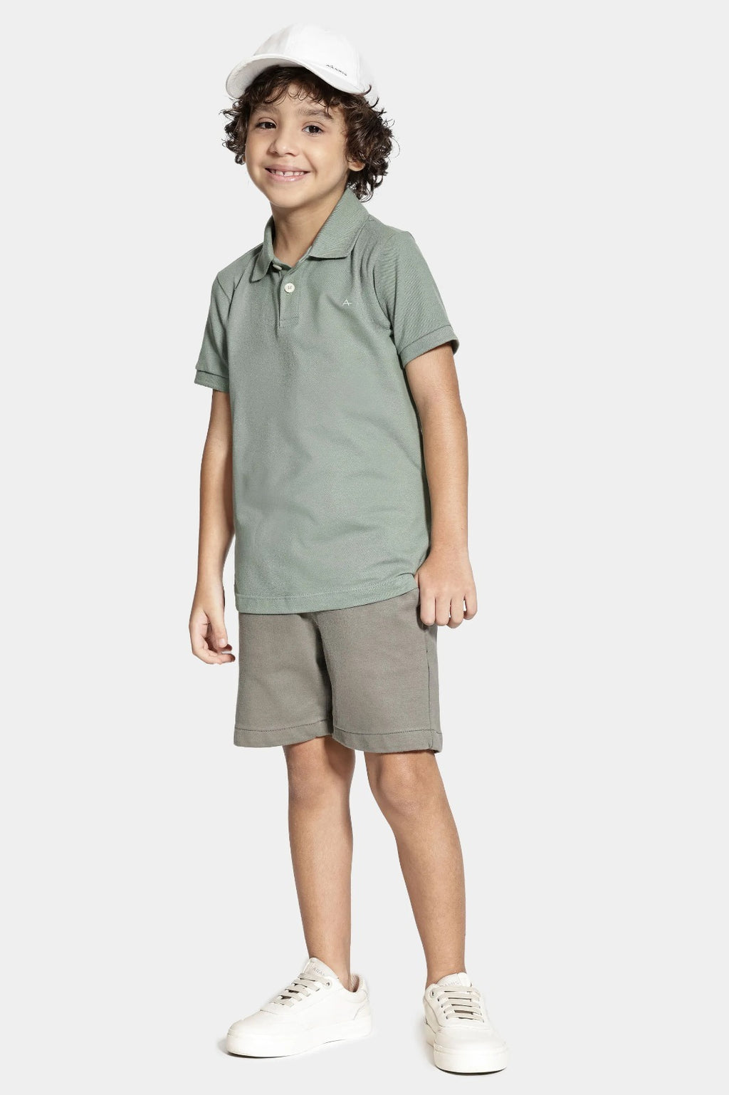 Polo Infantil Manga Curta Menta