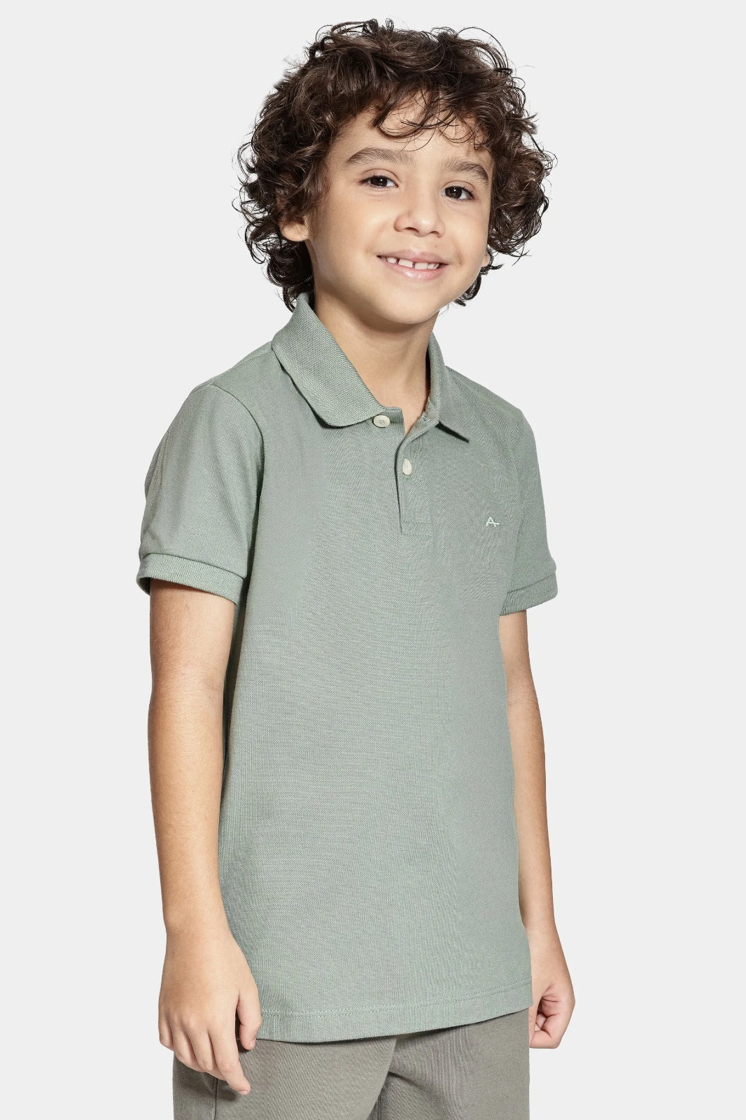 Polo Infantil Manga Curta Menta