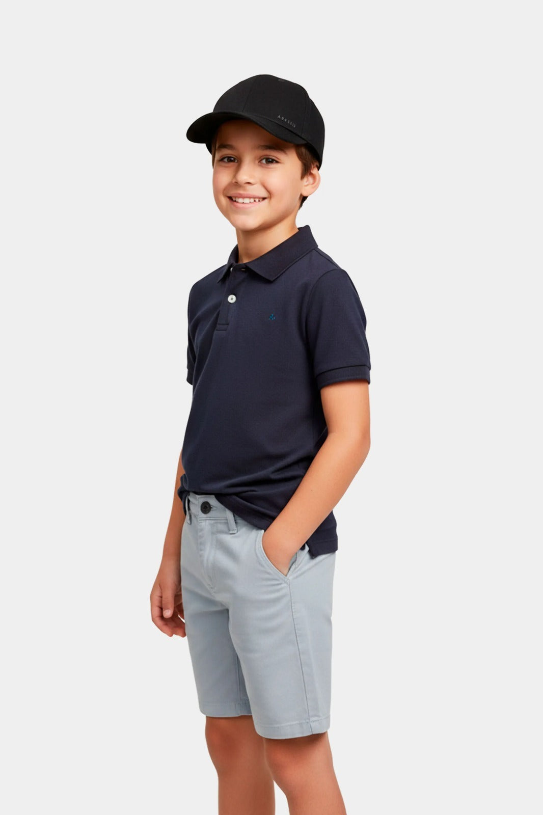 Polo Infantil Manga Curta Navy