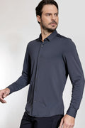 Camisa Manga Longa Texturizada Elastic Wave Marinho