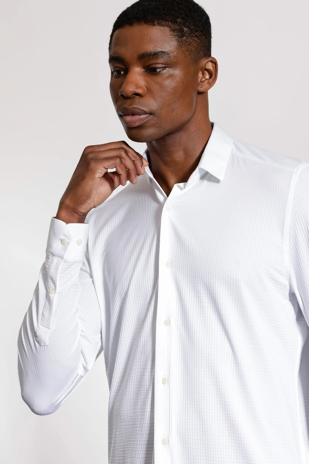 Camisa Manga Longa Texturizada Elastic Wave Branco