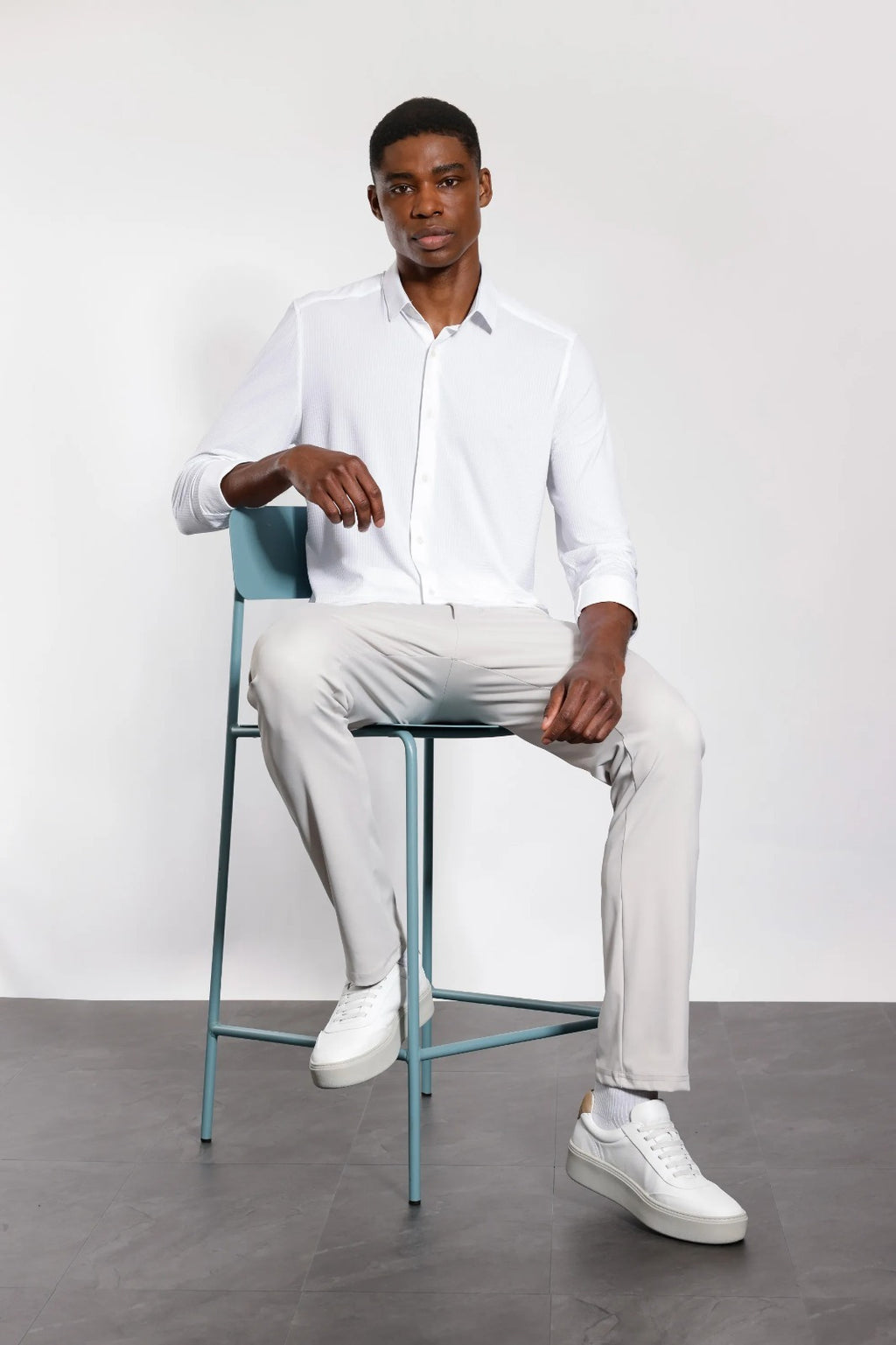 Camisa Manga Longa Texturizada Elastic Wave Branco
