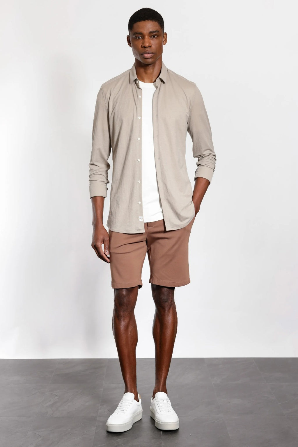 Camisa Manga Longa Slim Piquet Poliamida Castor