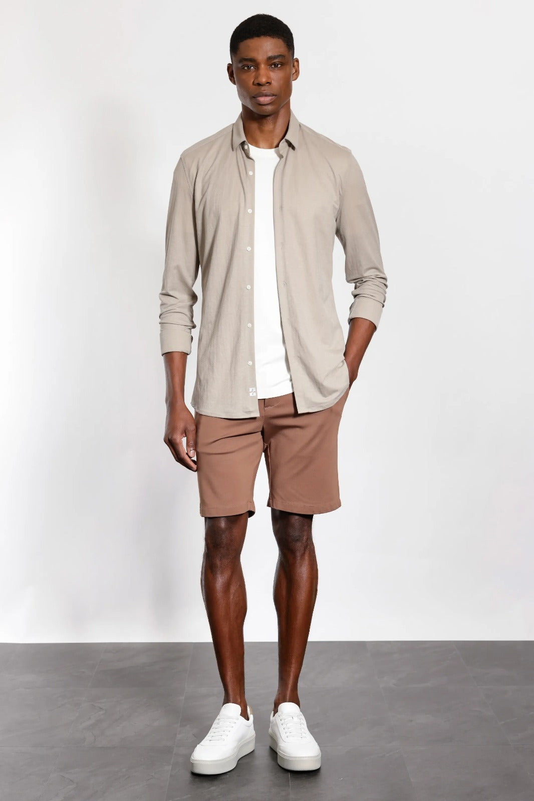 Camisa Manga Longa Slim Piquet Poliamida Castor