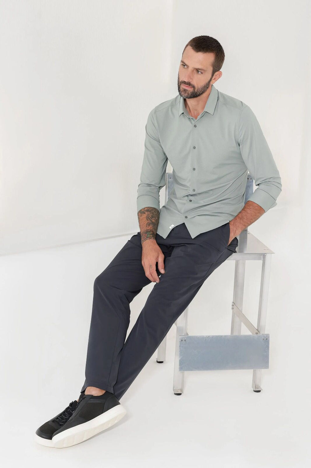 Camisa Bold Manga Longa Verde Pistache