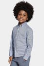 Camisa Infantil Manga Longa Oxford Azul